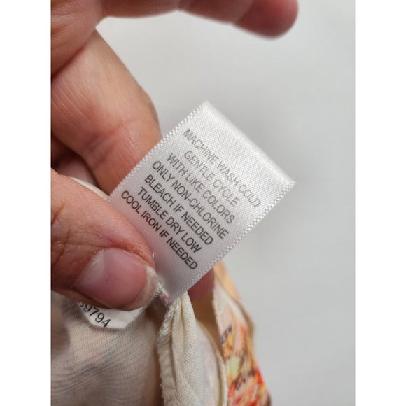 Live & Let Live Women BOHO Top Size Large Coral Floral Lace Yoke Flutter Sleeve - Picture 7 of 9